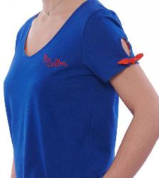 T-Shirt bleu uni en coton - BeMelba