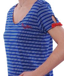 T-Shirt bleu rayé en coton égyptien - BeMelba